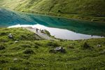 绿草地中的小湖泊