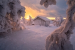 大雪木屋风景