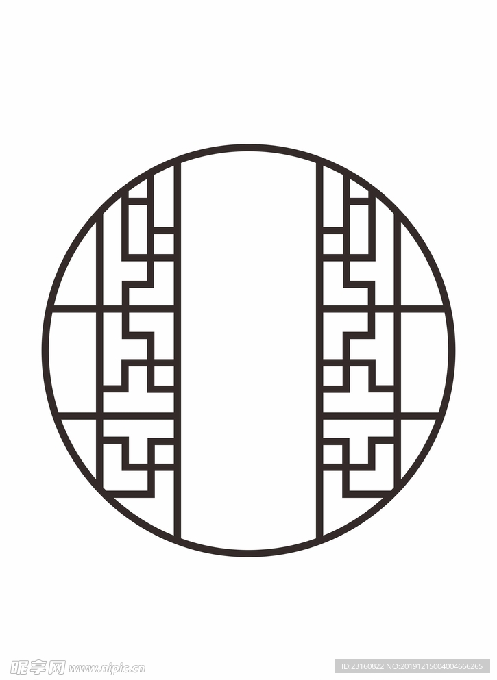 中式圆形花纹格纹隔断