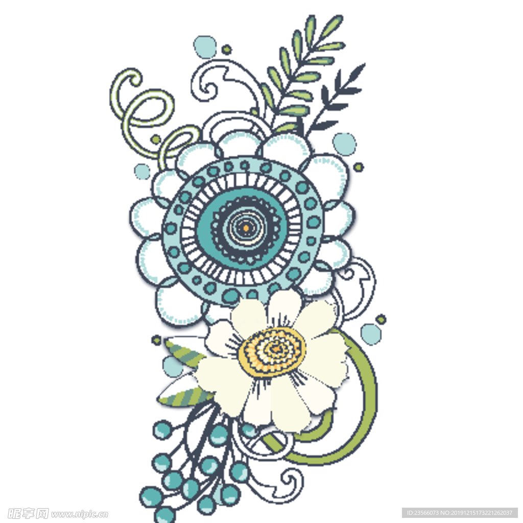 小清新花朵植物插画
