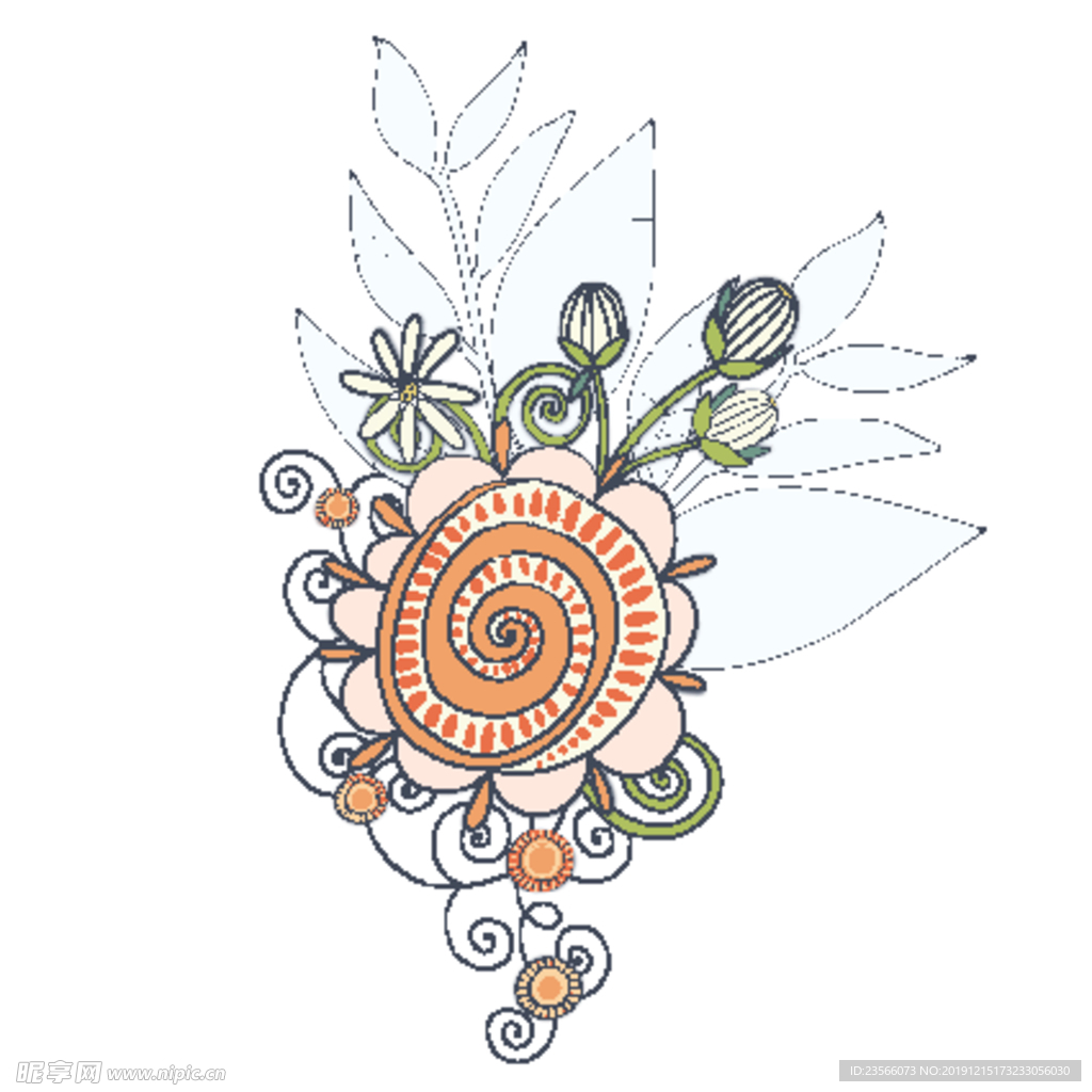 小清新花朵植物插画