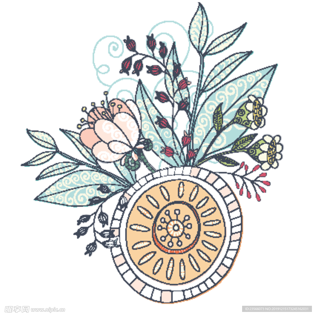 小清新花朵植物插画