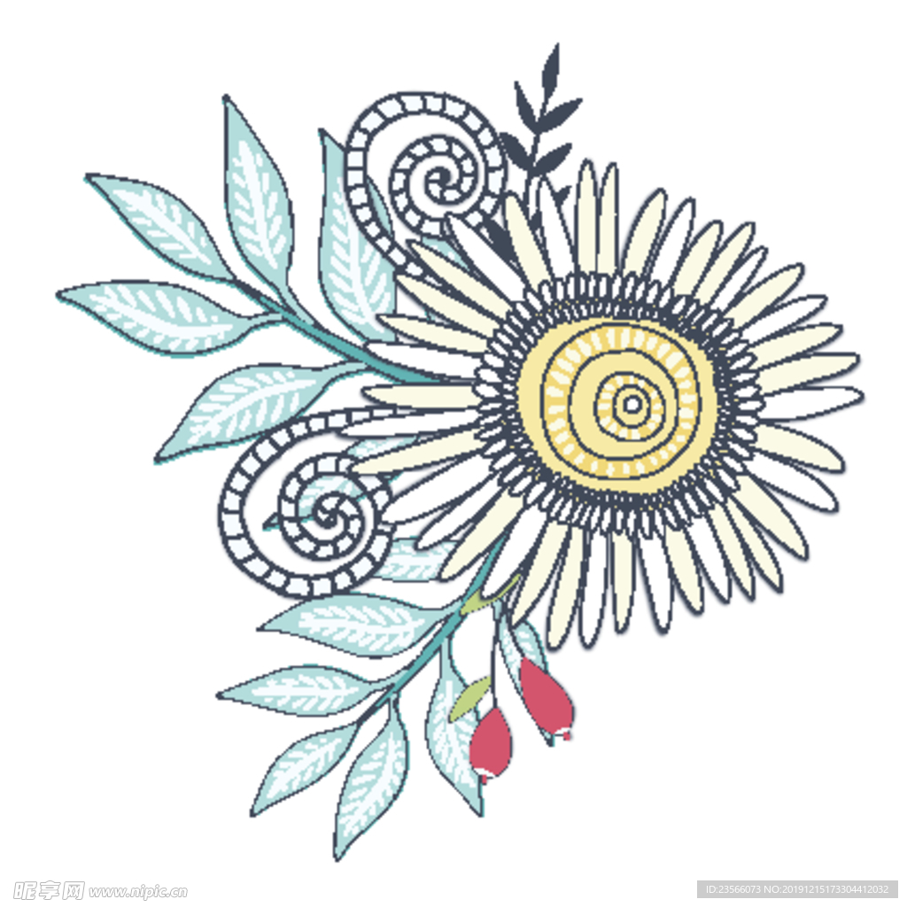 小清新花朵植物插画