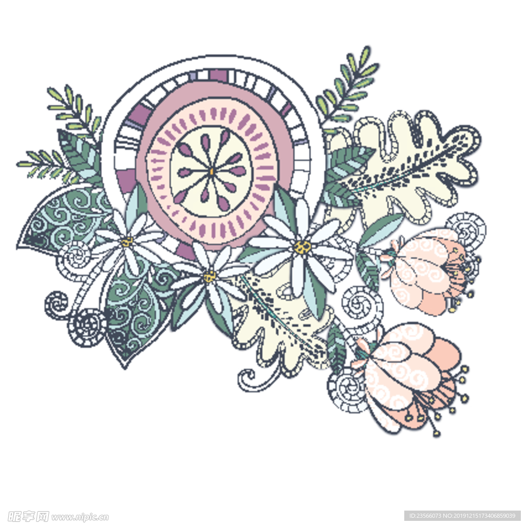 小清新花朵植物插画