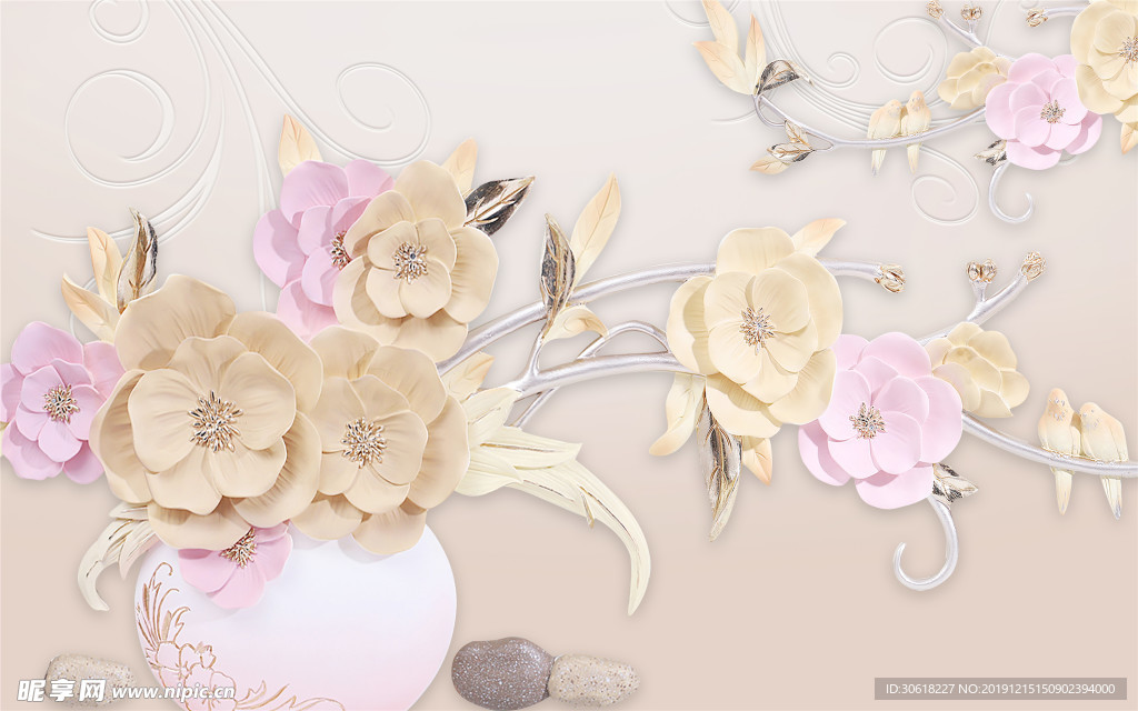 浮雕花朵装饰画