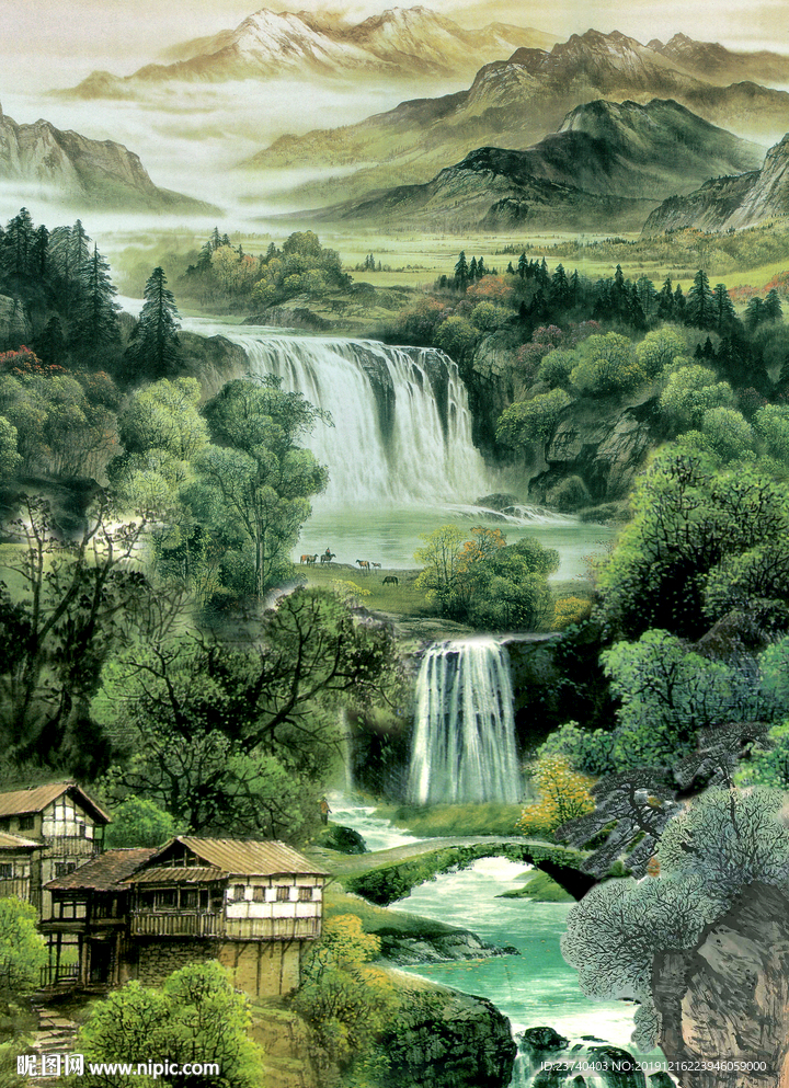 山水国画玄关