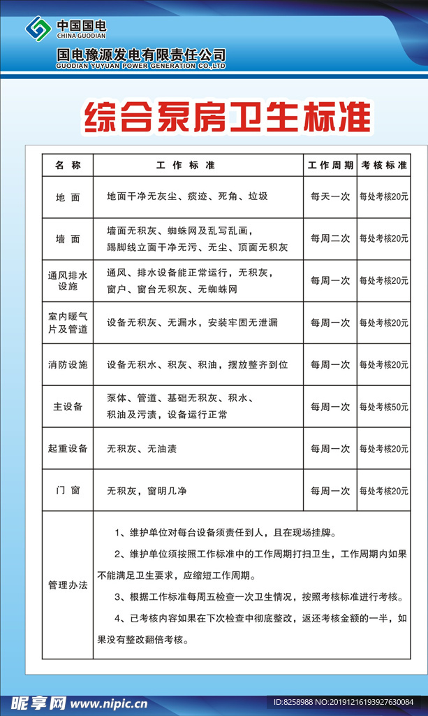 综合泵房卫生标准