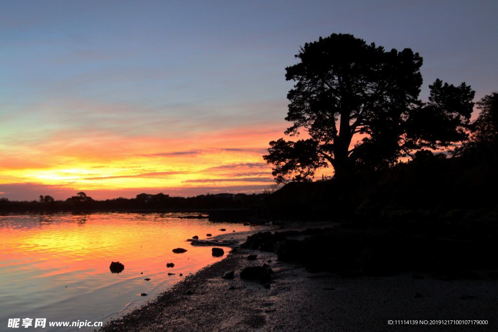奥克兰海滨晚霞