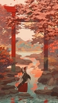 彩色人物插画动漫背景