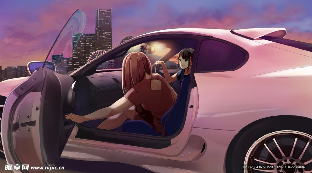 彩色人物插画动漫背景