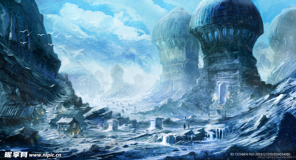 彩色建筑风景插画背景