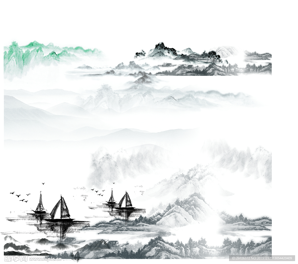 素描山高清矢量图图片