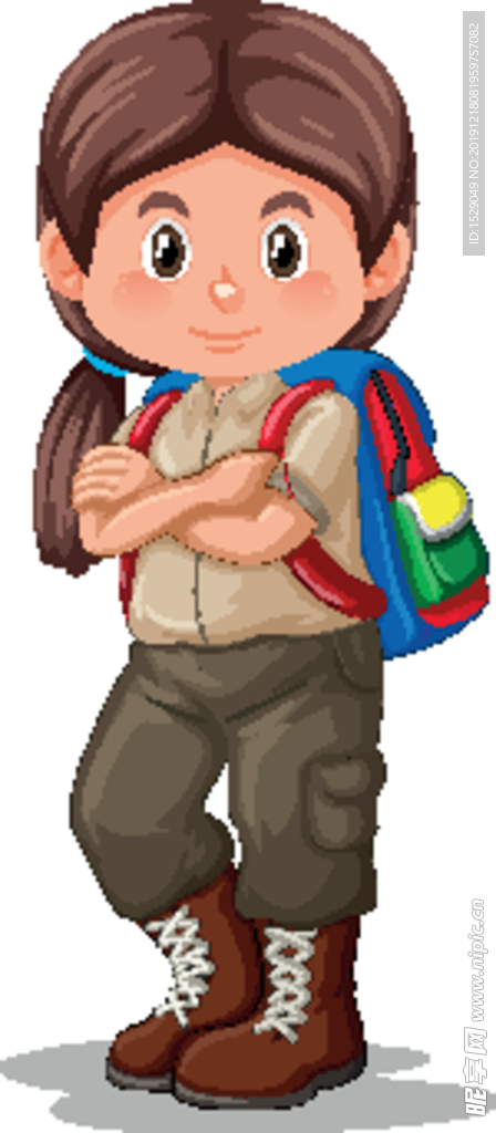 卡通野营学生