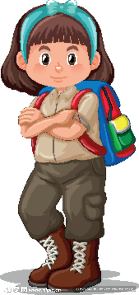 卡通野营学生