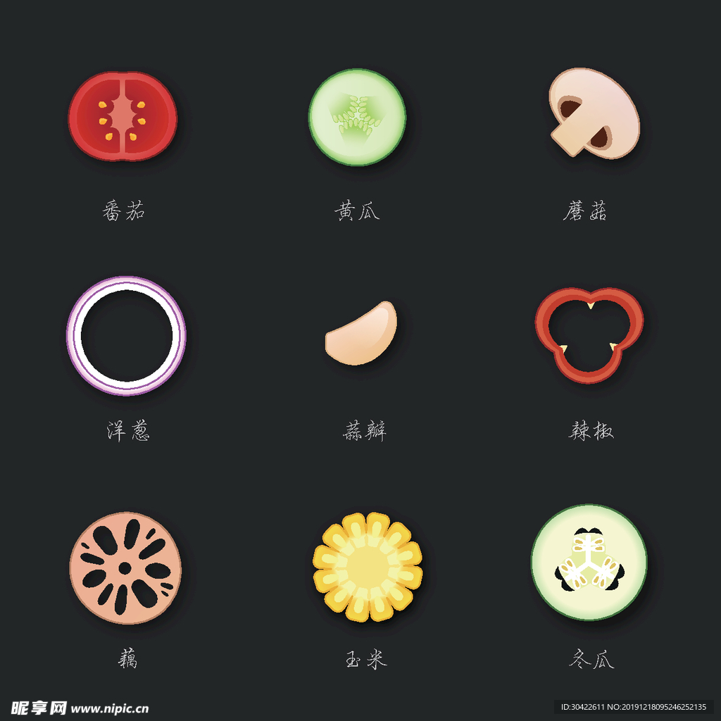 食物矢量图 蔬菜切片