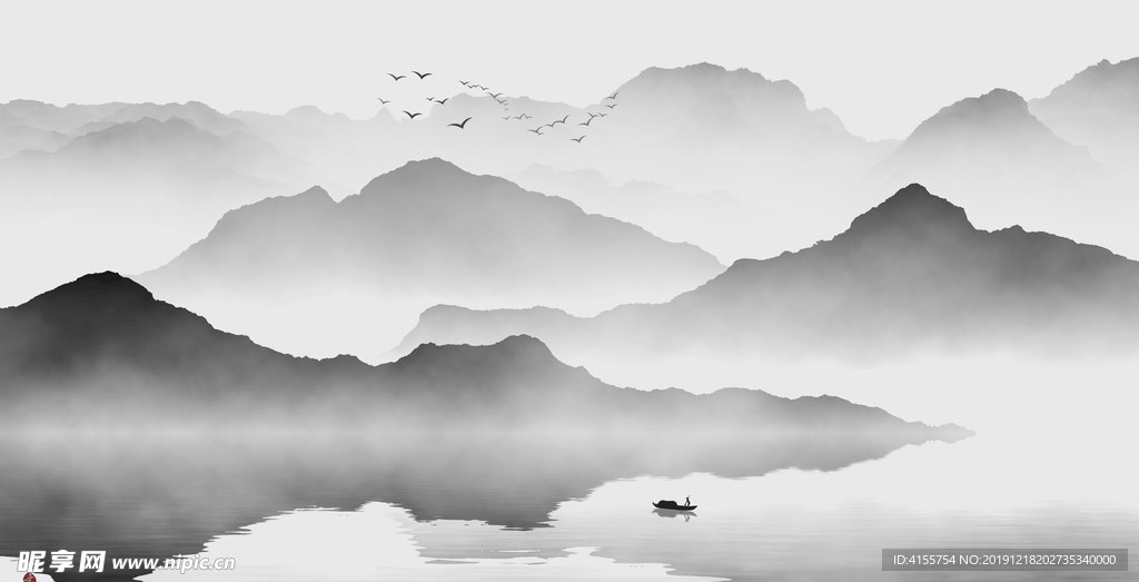 意境水墨山水画