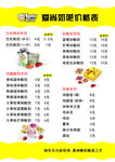 鲜奶吧价目表图片