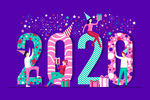 创意人物装饰2020年艺术字