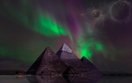 金字塔极光天空星球背景