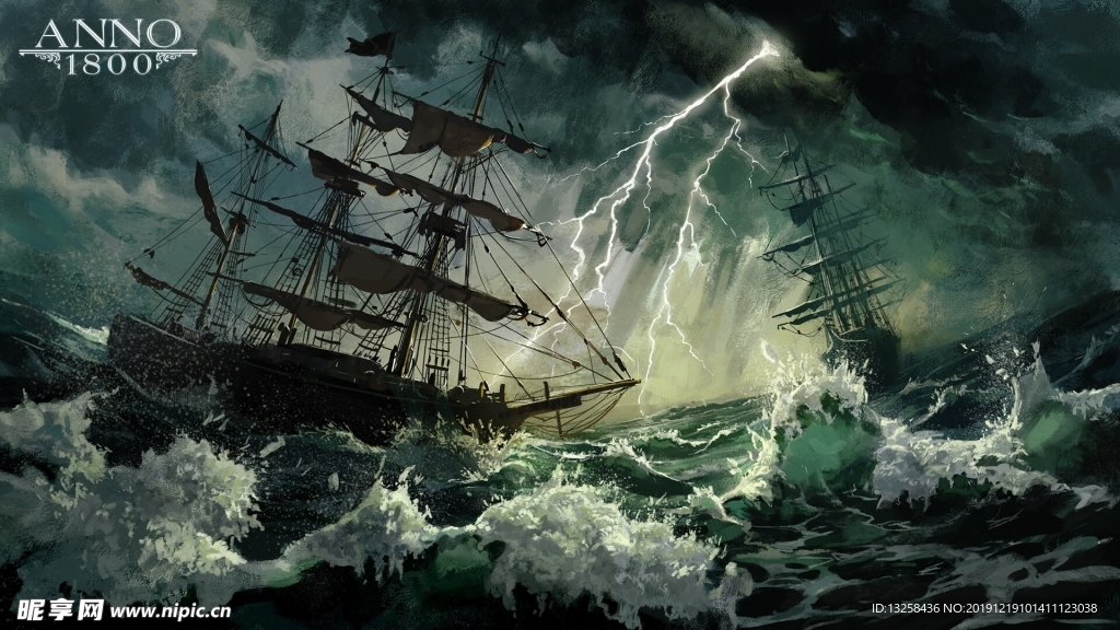 彩色大海插画帆船背景