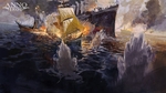 大海战舰海战插画背景