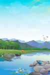 简约夏季河边主题背景