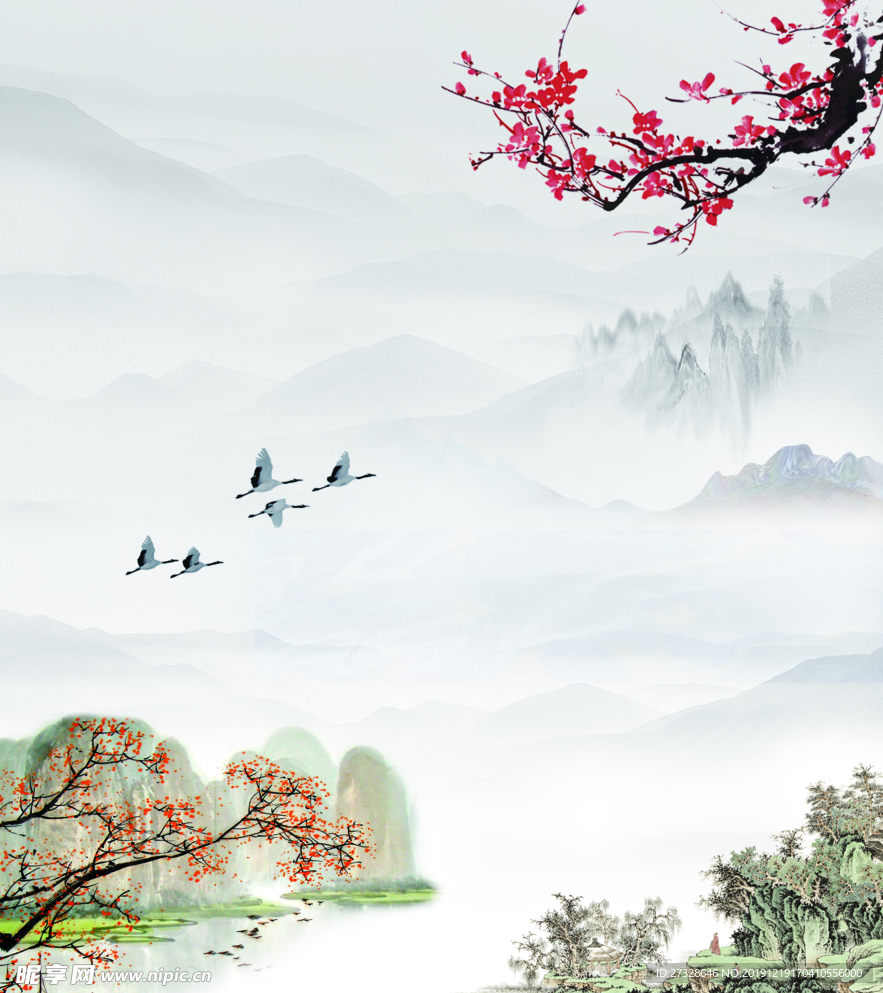 山水水墨画