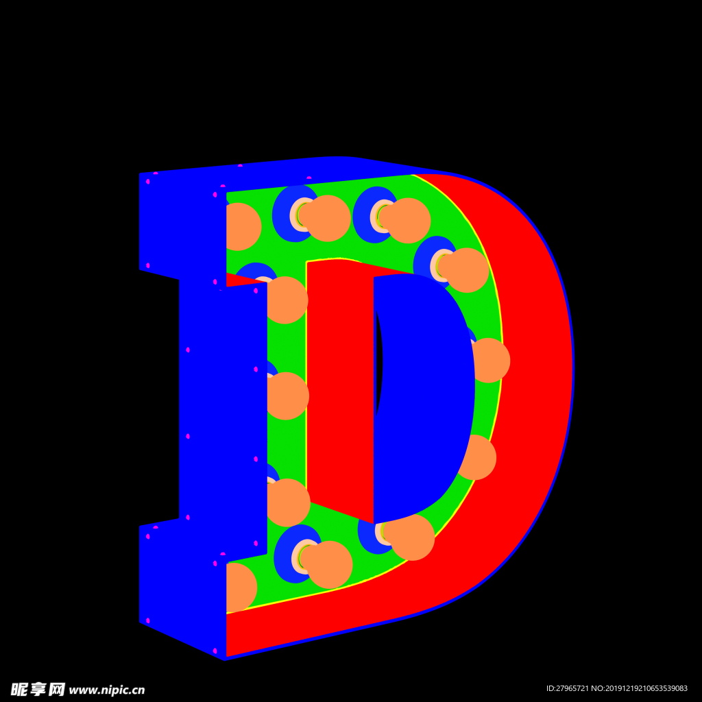 彩色立体字母