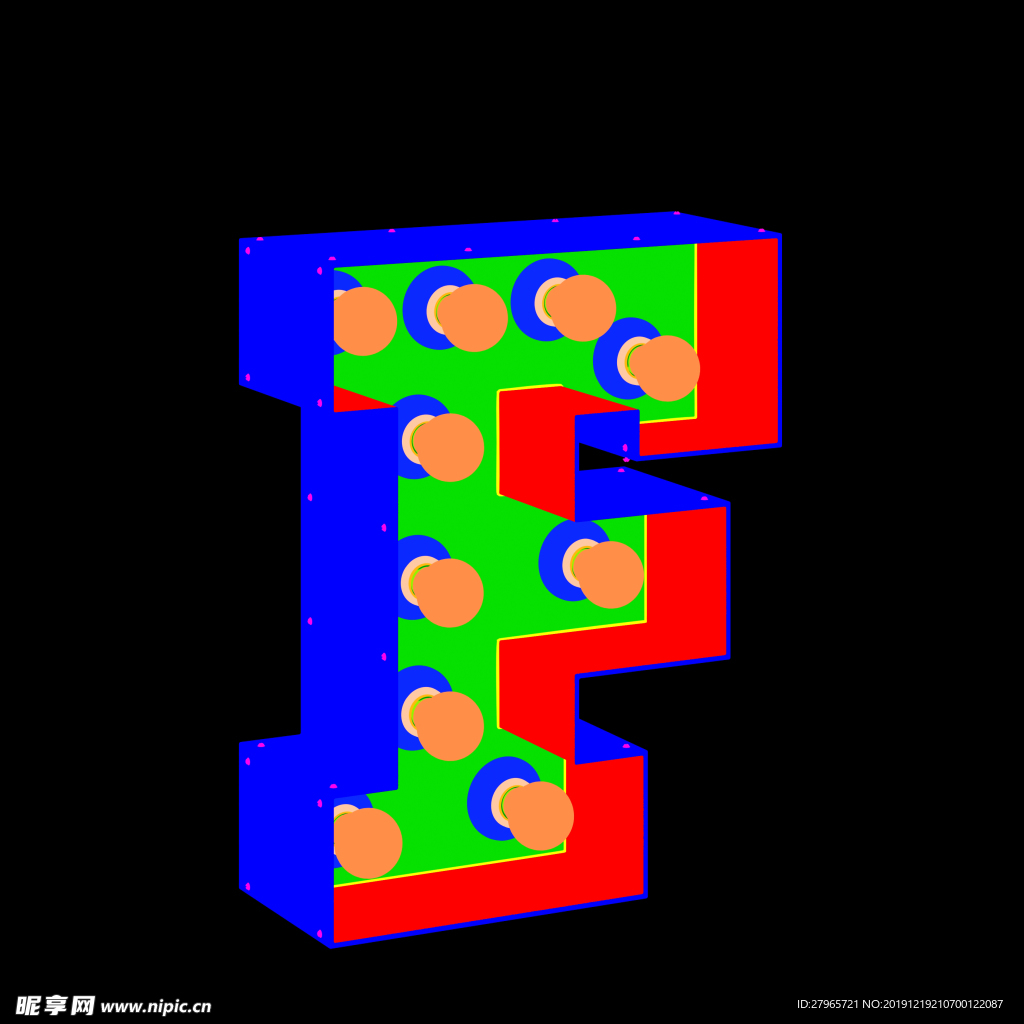 彩色立体字母
