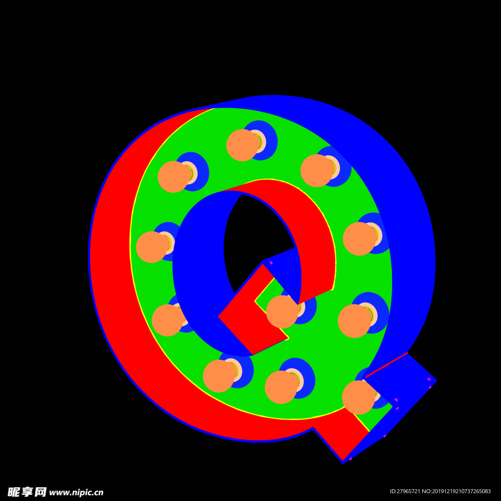 彩色立体字母