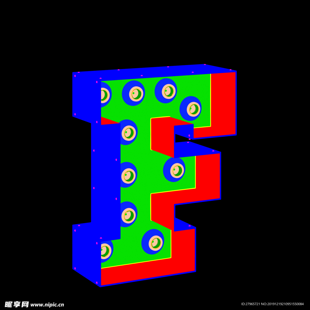 彩色立体字母