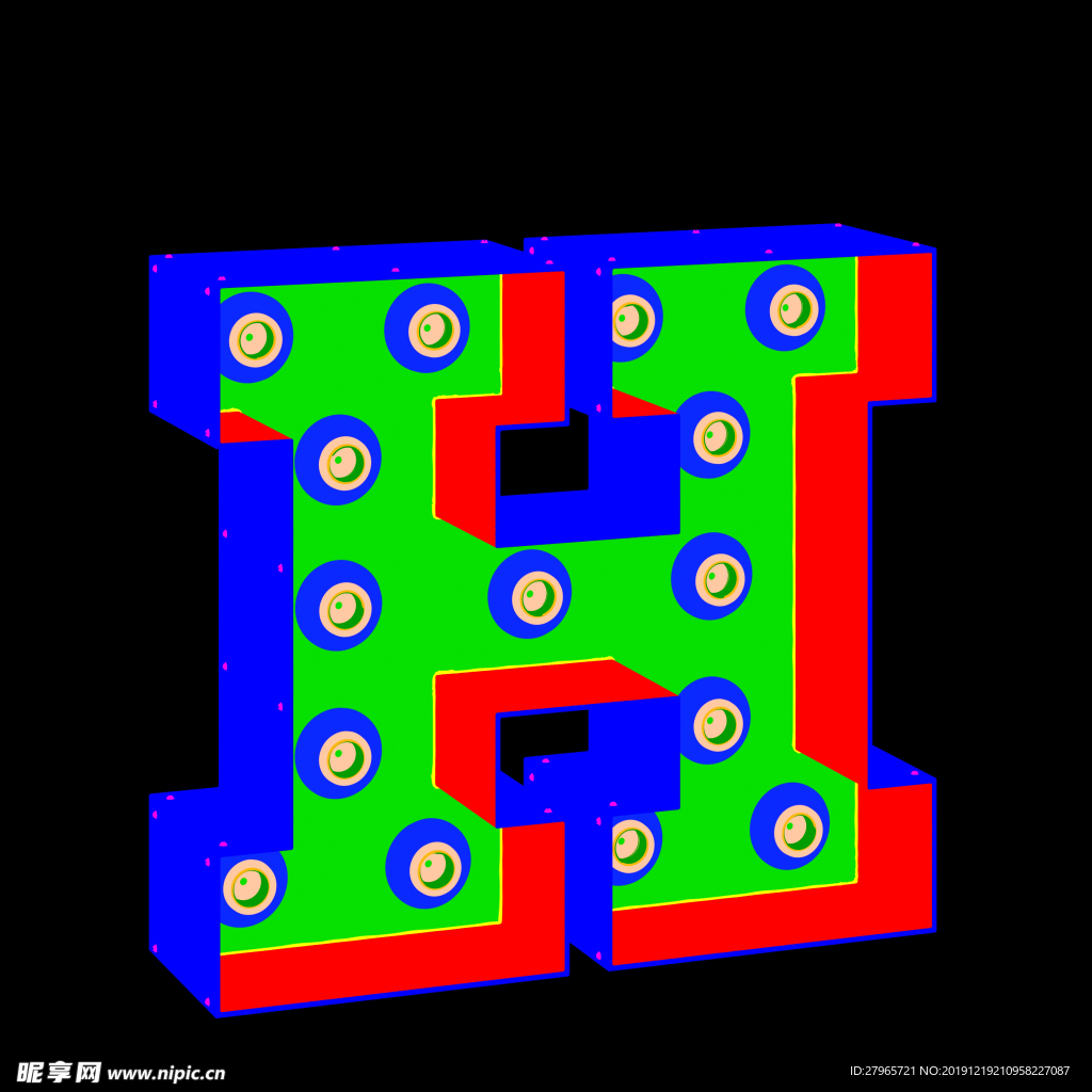 彩色立体字母