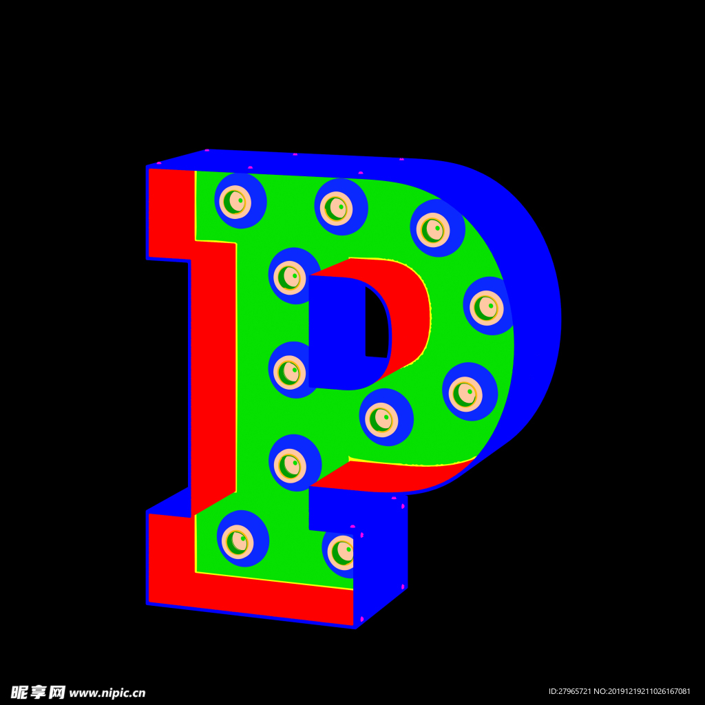 彩色立体字母