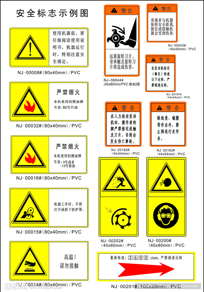 新版 微耕机警示贴花