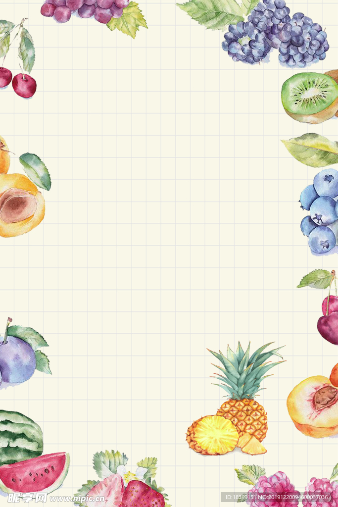 手绘清新水果广告背景海报