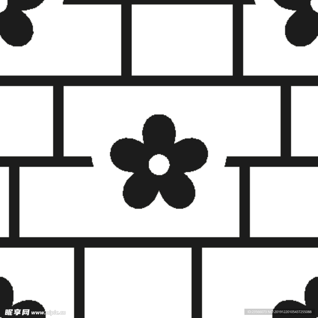 黑白简约花纹图案设计