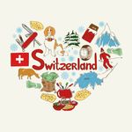 瑞士旅游手绘元素