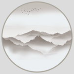 圆形山水画 水墨圆形山水