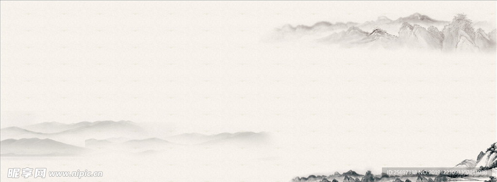 大气山水水墨背景挂画03