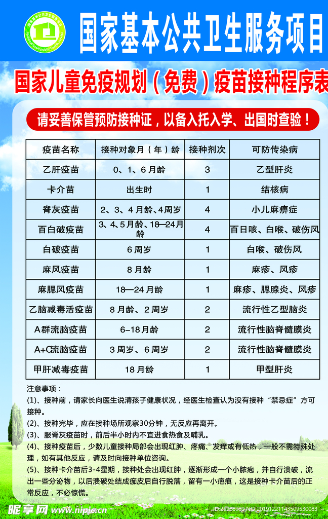 接种程序表