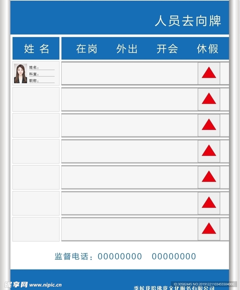 人员去向牌