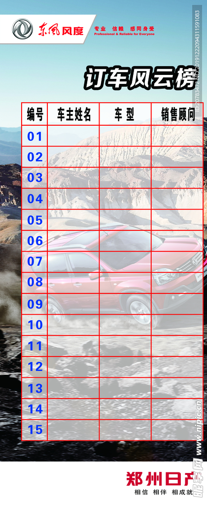 订车榜 风云榜 汽车 签单订车