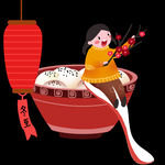 年夜饭插画素材