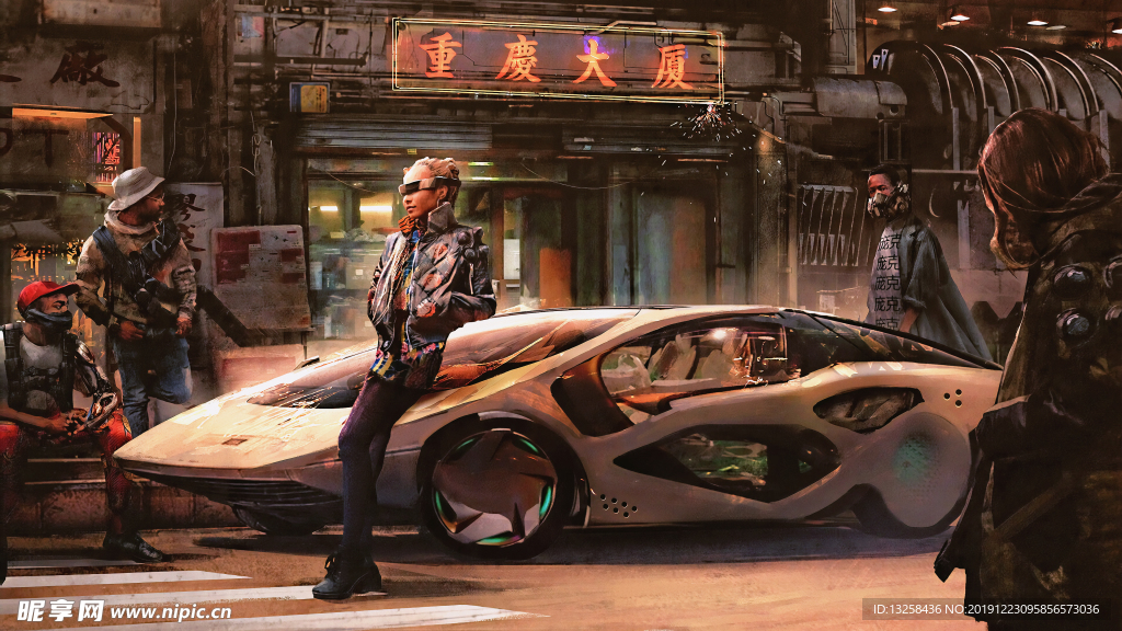 彩色人物插画动漫背景
