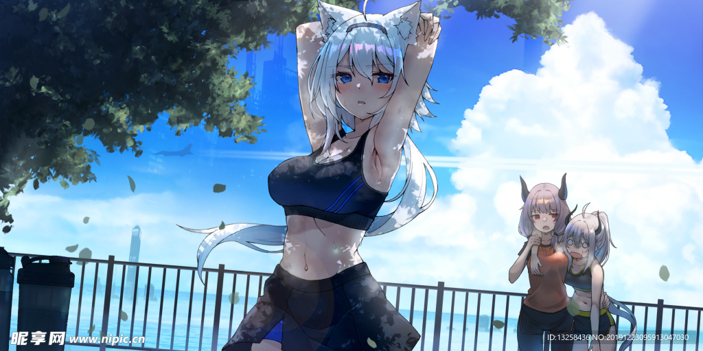 彩色人物插画动漫背景