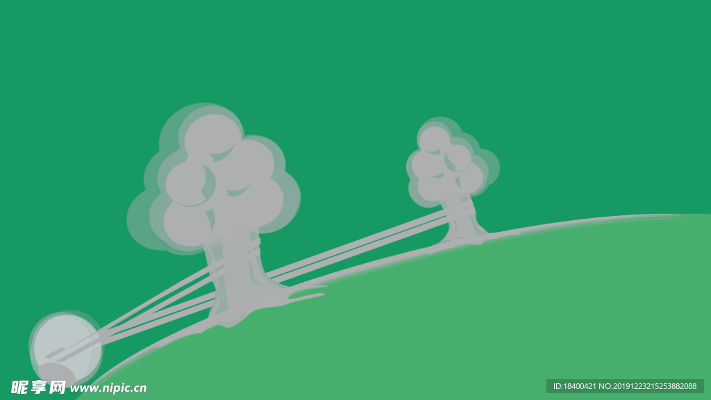 模糊光影 虚线两个树插画 漫画