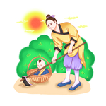手绘二十四孝诗选之埋儿奉母免抠