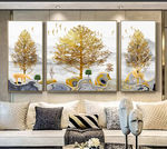 新中式金山麋鹿客厅装饰画素材
