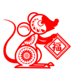 红色剪纸老鼠新年元素