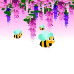 紫罗兰 蜜蜂 插画 矢量